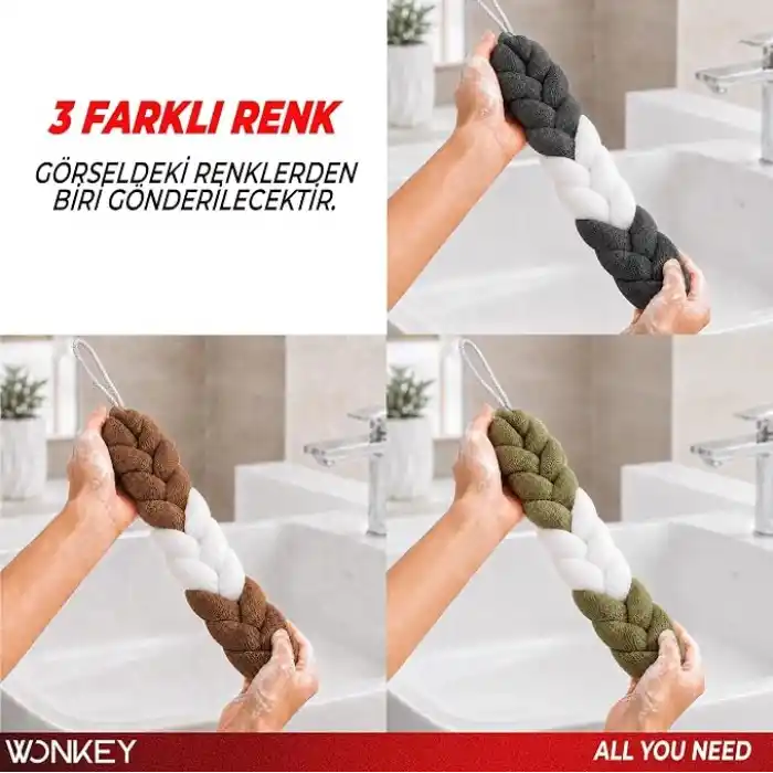 WONKEY - Uzun Esnek Duş Lifi, Sırt Ovma Kesesi, Yumuşak Banyo Lifi, Ovma Süngeri, Kadınlar ve Erkekler için Sırt Ovma için Kese, Peeling ve Hamam Kesesi (1 Adet)