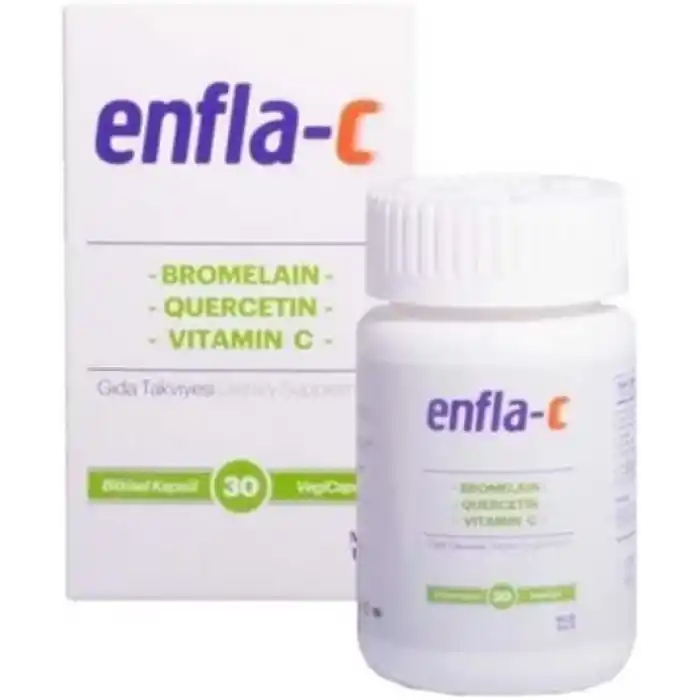 Enfla C 30 Kapsül Sade Aroma İle Yetişkinler için Vitamin C, Bromelain Ve Quercetin İçerir