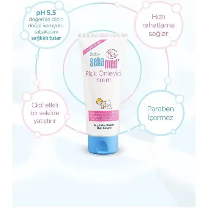 Sebamed Baby pH 5.5 Yoğun Nemlendirici Etkili Pantenol İçerikli Koruyucu Bebek Pişik Önleyici Krem 100 ml