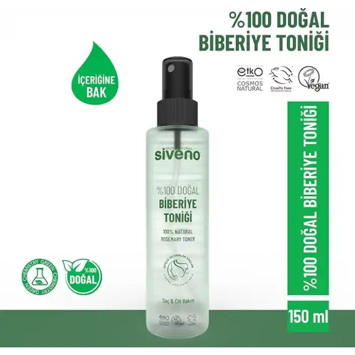 Siveno%100 Doğal Biberiye Suyu Saç Dökülmesi Karşıtı ve Hızlı Saç Uzatma Etkili Saç Toniği 150 ml