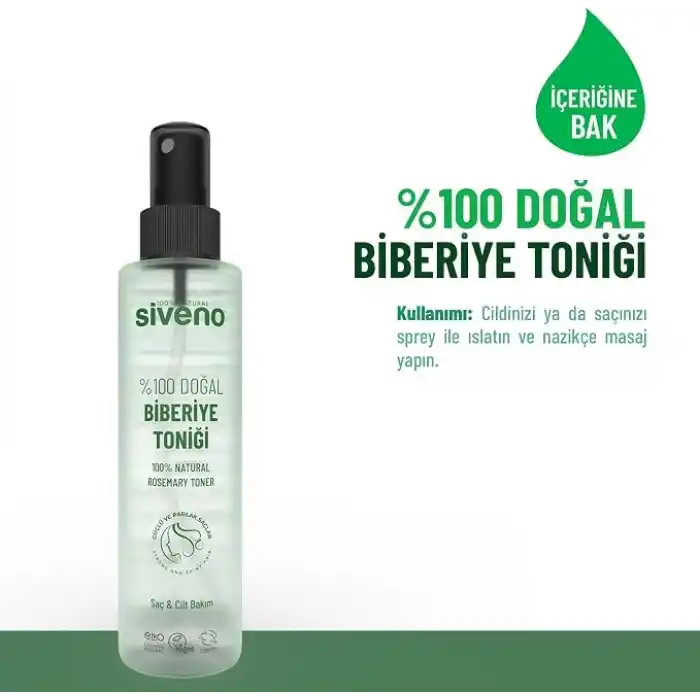 Siveno%100 Doğal Biberiye Suyu Saç Dökülmesi Karşıtı ve Hızlı Saç Uzatma Etkili Saç Toniği 150 ml