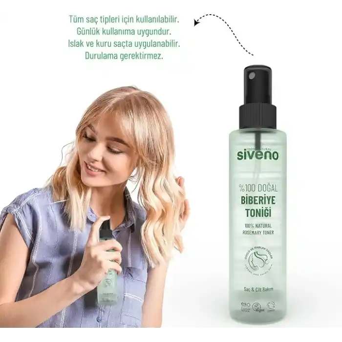 Siveno%100 Doğal Biberiye Suyu Saç Dökülmesi Karşıtı ve Hızlı Saç Uzatma Etkili Saç Toniği 150 ml