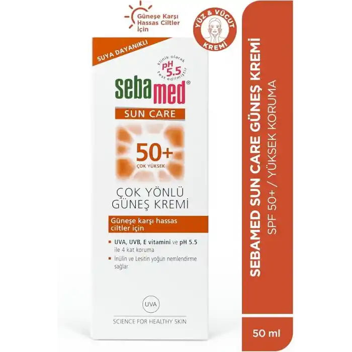 Sebamed Sun Care SPF 50+ UVA/UVB Filtresi ve E Vitamini Üçlü Yüksek Koruma Çok Yönlü Güneş Kremi 50 ml
