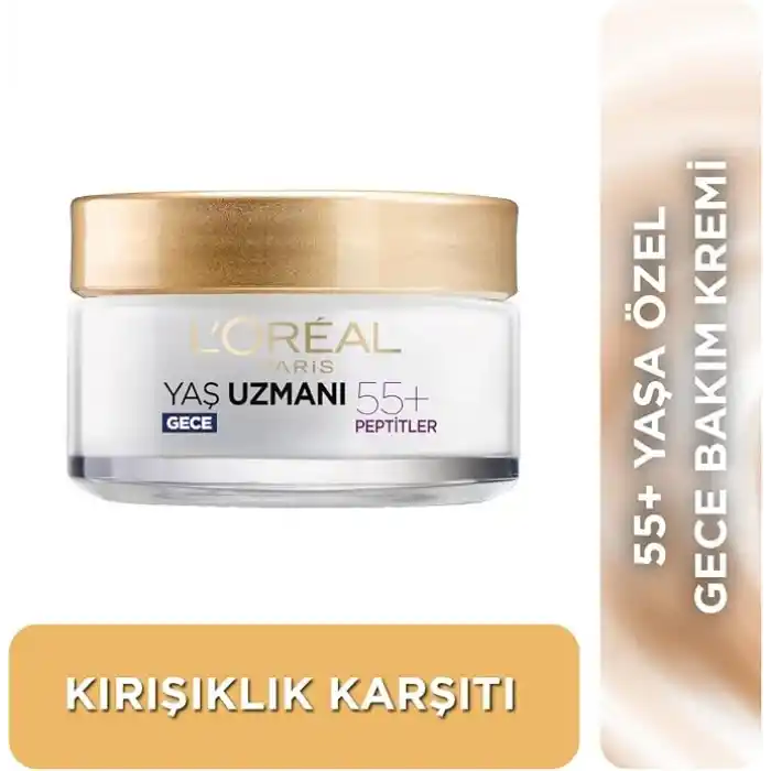 LOreal Paris Yaş Uzmanı 55+ Kırışıklık Karşıtı Yenileyici Gece Kremi