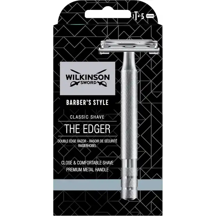 Wilkinson Sword Klasik Vintage yüksek kaliteli tıraş rendesi, tam metalden 5 çift bıçak ağzı dahil - özellikle hassas ve hassas bir tıraş için