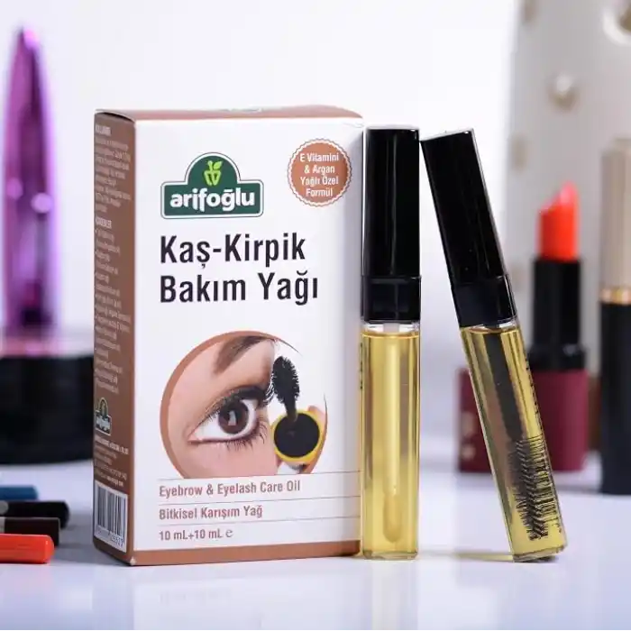 Arifoğlu Kaş - Kirpik Bakım Yağı 20ml | 10ml Kaş Lip Kapak +10ml Kirpik Rimel Kapak olarak – Eyebrow and Eyelash Care Oil with Separate Applicators for Brows and Lashes