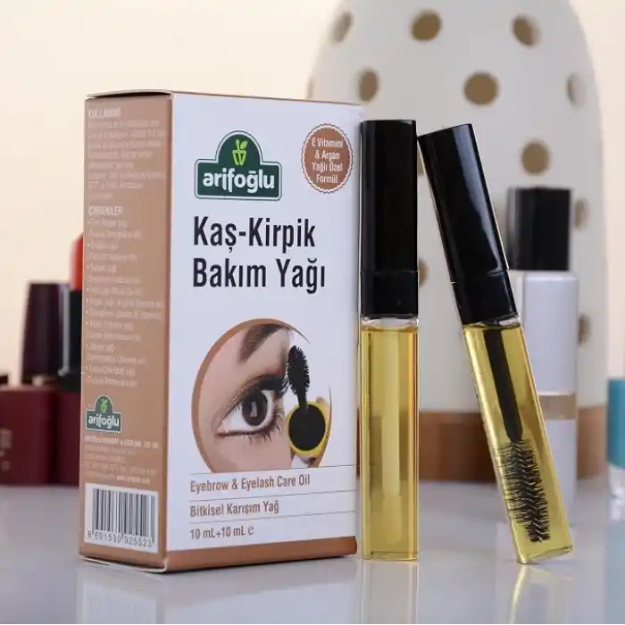 Arifoğlu Kaş - Kirpik Bakım Yağı 20ml | 10ml Kaş Lip Kapak +10ml Kirpik Rimel Kapak olarak – Eyebrow and Eyelash Care Oil with Separate Applicators for Brows and Lashes