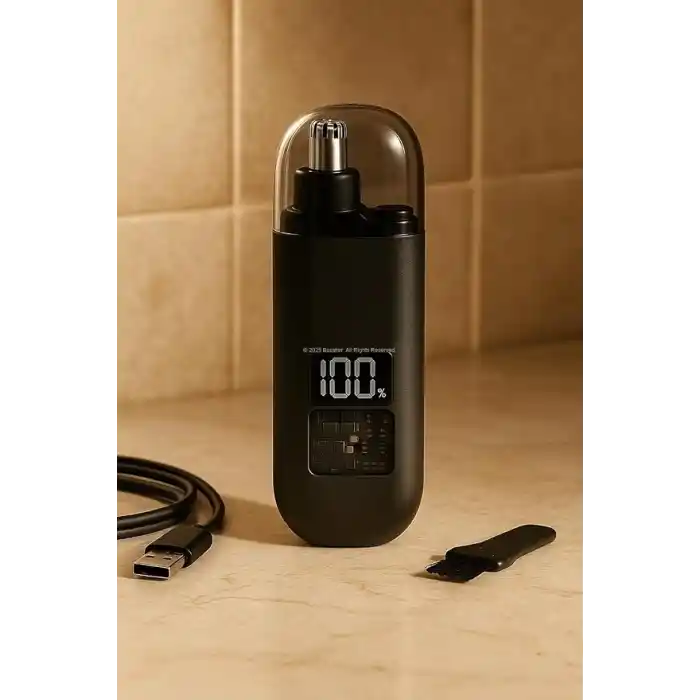 Busstier Burun Kılı Makinesi, Mini Taşınabilir Ağrısız Tüy Alma, Hassas Kaş Düzeltici, Çift Taraflı Bıçaklı Sessiz Kesim, LED Güç Göstergeli, USB Şarjlı, Temizlik Fırçası ve Şarj Kablosu Dahil, Seyaha