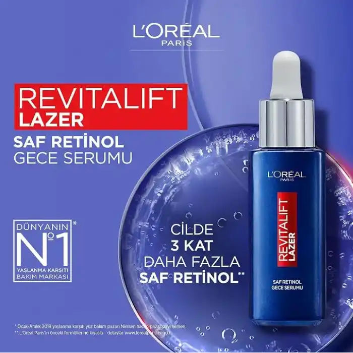 LOreal Paris Revitalift Lazer Saf Retinol Gece Serumu 1 Paket (1 x 30 ml)