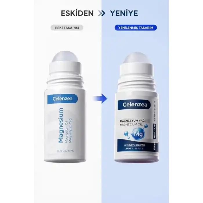 Celenzea Magnezyum Yağı Kas ve Eklem Bakımı İçin Etkili Roll-On Doğal Magnezyum Klorür Magnesium Oil 50ml