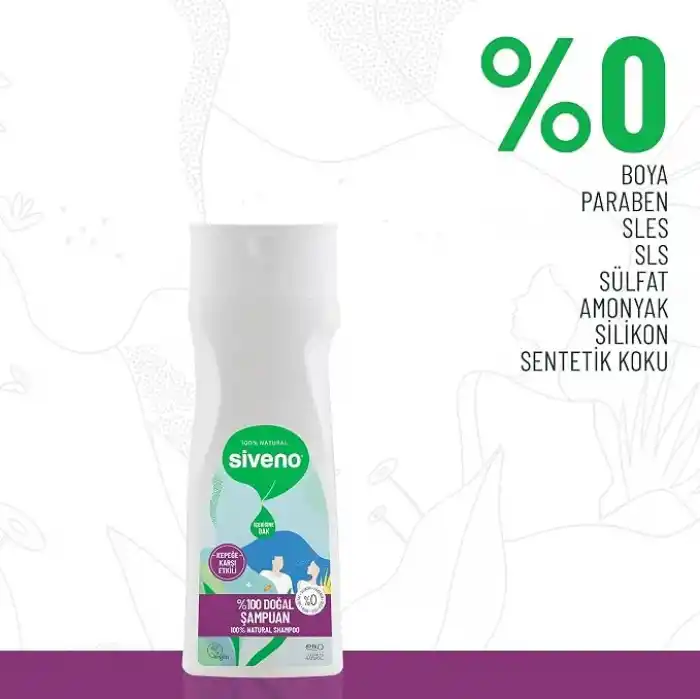 Siveno%100 Doğal Kepeğe Karşı Etkili Şampuan Günlük Bakım Yağlı Saçlar Çay Ağacı Keklik Üzümü Vegan 300 ml
