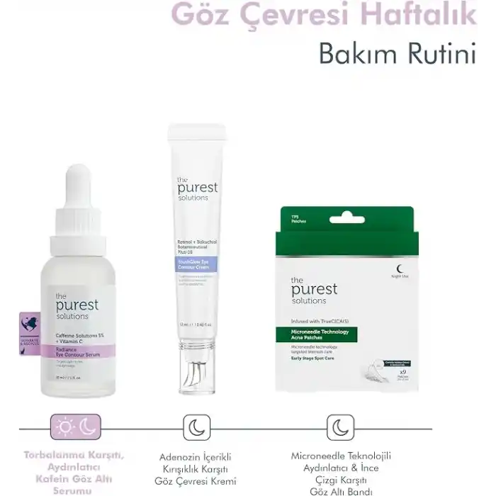 The Purest Solutions, Torbalanma ve Morluk Karşıtı, Aydınlatıcı Kafein Göz Altı Serumu 30 ml (Caffeine 5% + Vitamin C)