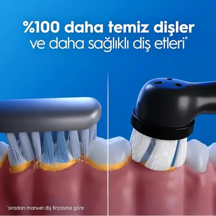 Oral-B iO3 Siyah Şarjlı/Elektrikli Diş Fırçası, 1 Fırça Başlığı, Uzun Ömürlü Pil, Seyahat Kabı
