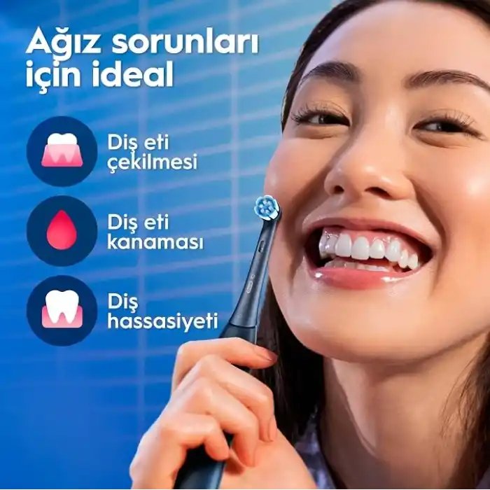 Oral-B iO3 Siyah Şarjlı/Elektrikli Diş Fırçası, 1 Fırça Başlığı, Uzun Ömürlü Pil, Seyahat Kabı