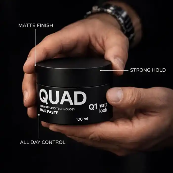 QUAD Q1 Saç Pastası, Güçlü Tutuş, Mat Görünüm, Tüm Gün Kontrol, 50 ml