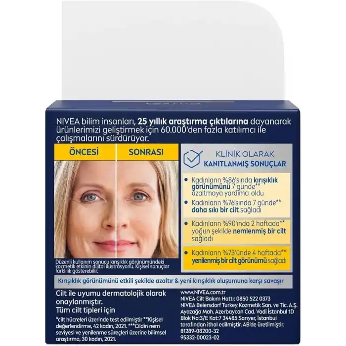 NIVEA Q10 Kırışıklık Karşıtı Gece Bakım Kremi 50 ml,Nemlendirici,Yenileyici,Kreatin,Hyaluronik Asit