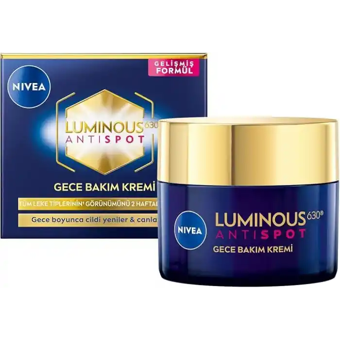 NIVEA Luminous630 Leke Karşıtı Gece Yüz Bakım Kremi 50ml,Nemlendirici,Hyaluronik Asit,Thiamidol,Tüm Cilt ve Leke Tipleri