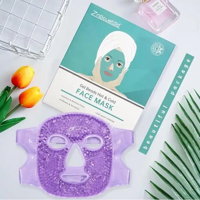 ZNÖCUETÖD Şişliği Azaltmak için Yüz Göz Maskesi Buz Paketi, Göz Altındaki Torbalar, Kabarık Koyu Halkalar, Migren, Yumuşak Peluş Destekli Sıcak/Soğuk Paket (Mor #22)