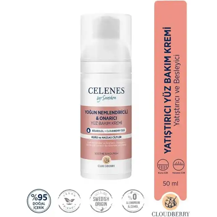 Celenes Cloudberry Yatıştırıcı Yüz Bakım Kremi Kuru Ve Hassas Ciltler (50 ml)