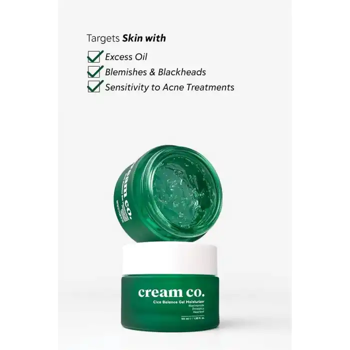Cream Co. Cica Jel Krem Yağ Dengeleyici Su Bazlı Nemlendirici Yüz Kremi, Akneye Eğilimli Ciltler, 50 ml