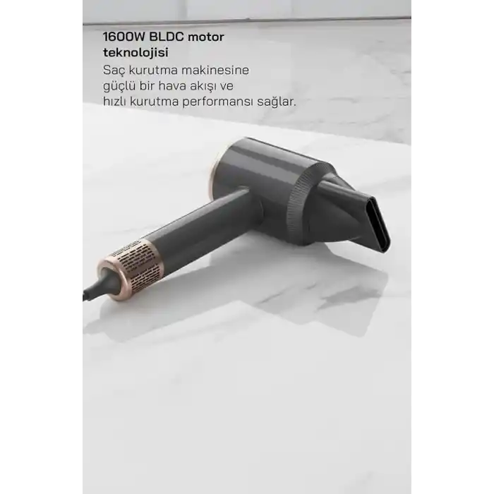 Sinbo SHD 1727 1600W BLDC Saç Kurutma Makinesi Gri – Sessiz ve Hızlı Kurutma