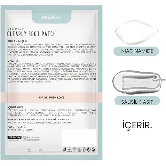 StopEver Clearly Spot Patch, Sivilce Karşıtı Şeffaf Plaster 2li Paket | Ultra İnce, Hidrokolloid + Niacinamide + Salicylic Asit İçerikli Akne Karşıtı Yüz Bandı | 48 adet (2 x 24)