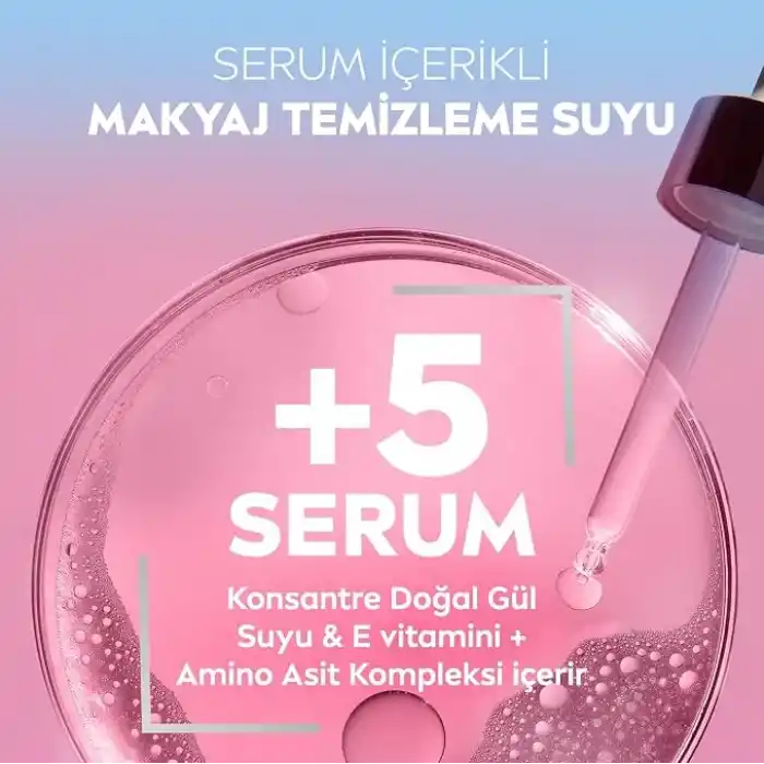 NIVEA Aqua Rose Gül Suyu ve Serum İçeren Çift Fazlı Micellar Makyaj Temizleme Suyu 400ml,Yüz Göz Dudak, SPF Filtrelerini Temizler