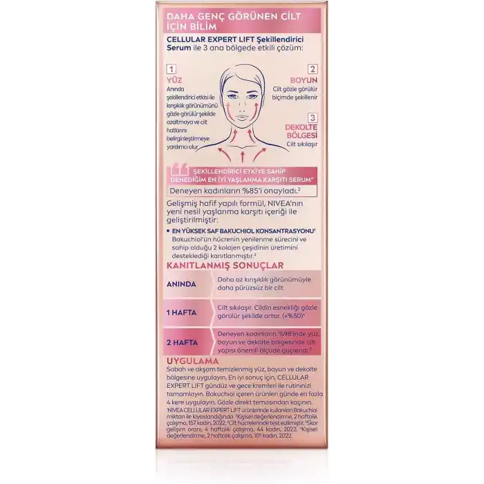 NIVEA Cellular Expert Lift Şekillendirici ve Sıkılaştırıcı Serum 30ml, Doğal Retinol Alternatifi Bakuchiol,Kırışıklık Karşıtı