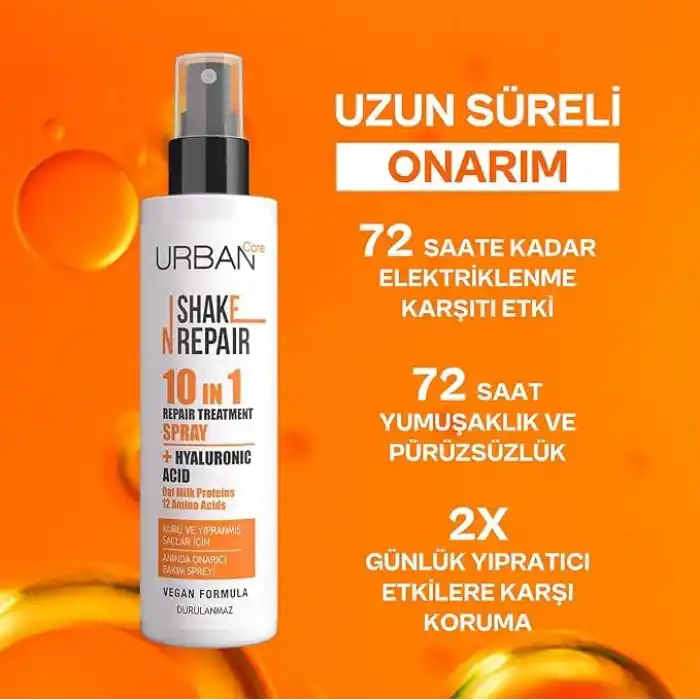 Urban Care Shake N Repair 10-in-1 Onarıcı Etkili Durulanmayan Saç Bakım Spreyi, 200 Mililitre, Vegan