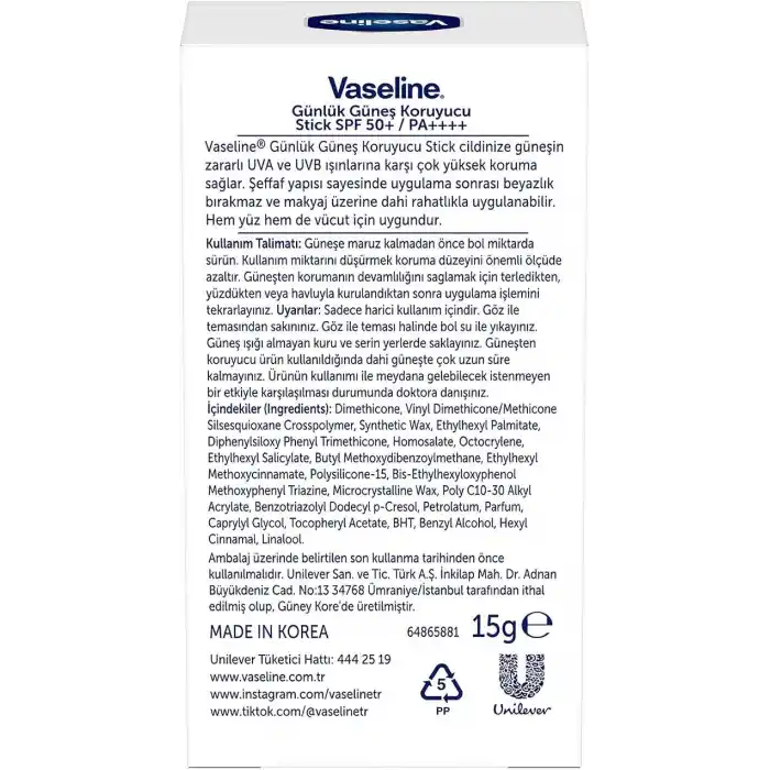 Vaseline Günlük Güneş Koruyucu Stick SPF 50+ 15g