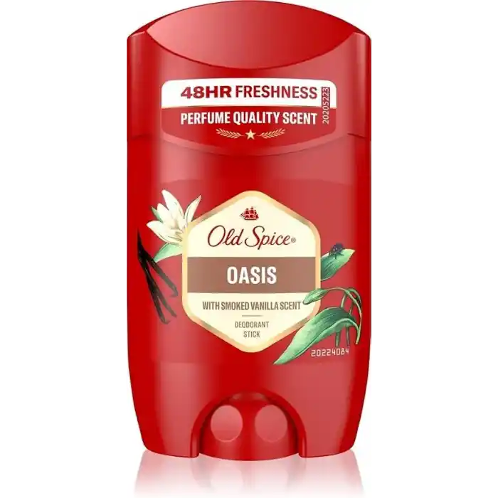Old Spice Oasis Erkek Katı Stick Deodorant 50 ml – 48 Saat Ter Kokusuna Karşı Koruma, Vanilya ve Tütsülü Amber Kokusu, Alüminyumsuz