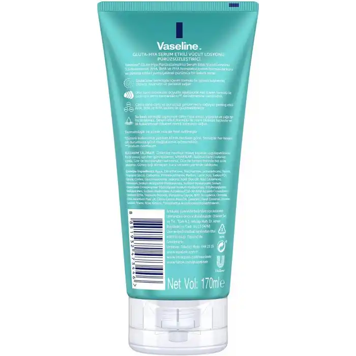 Vaseline Gluta-Hya Serum Etkili Vücut Losyonu, Pürüzsüzleştirici, 170 Mililitre