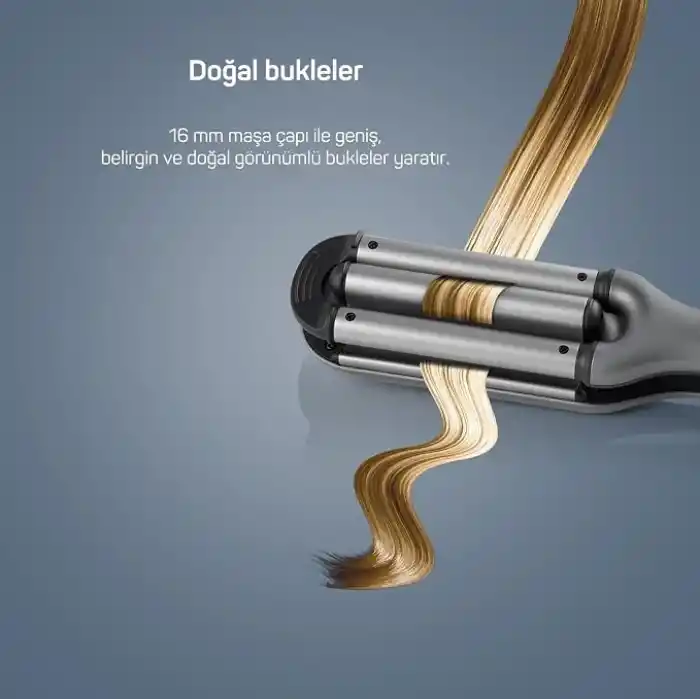 Arzum AR5079 Trendcare Seramik Saç Maşası 16 mm, 9 Kademeli Isı Ayarlı Wag Maşa, Antrasit