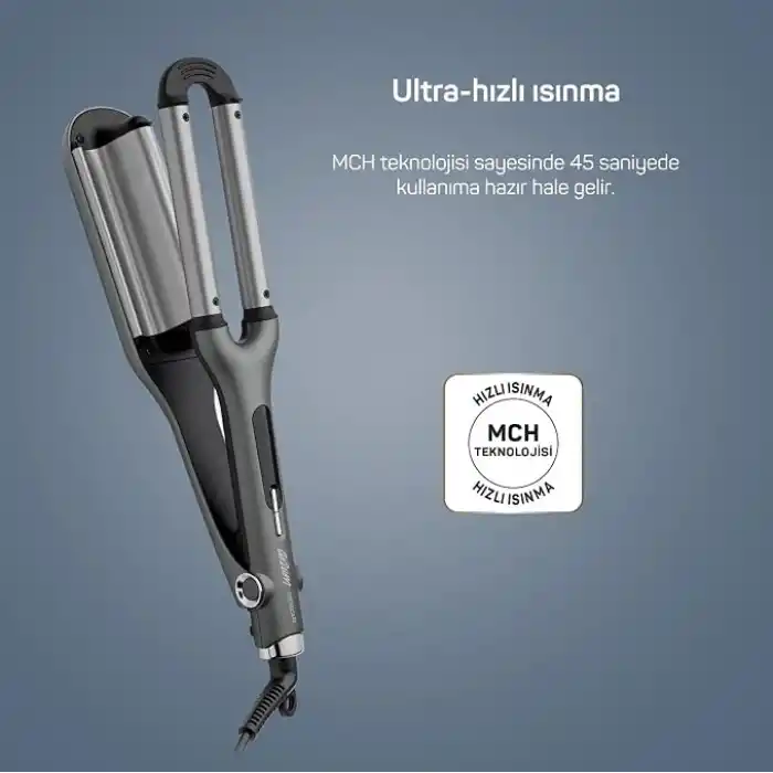 Arzum AR5079 Trendcare Seramik Saç Maşası 16 mm, 9 Kademeli Isı Ayarlı Wag Maşa, Antrasit