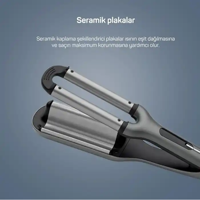 Arzum AR5079 Trendcare Seramik Saç Maşası 16 mm, 9 Kademeli Isı Ayarlı Wag Maşa, Antrasit