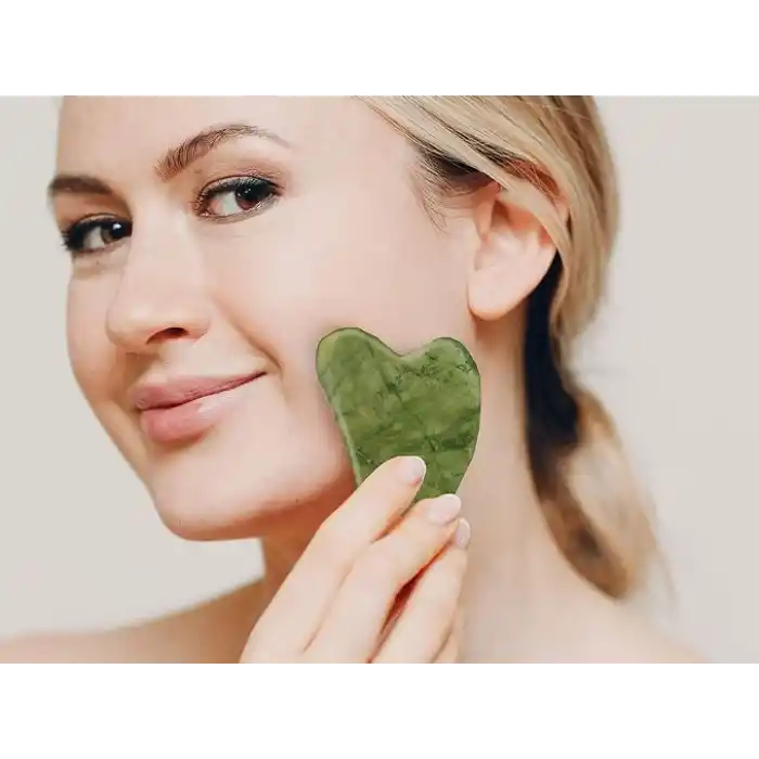 Beper C301ABE101 Gua Sha Yeşim Taşında Jade Roller & Gua Sha Masaj Aleti, Yüz ve Vücut Masaj, Rahatlatıcı, Modelleme ve Yaşlanma