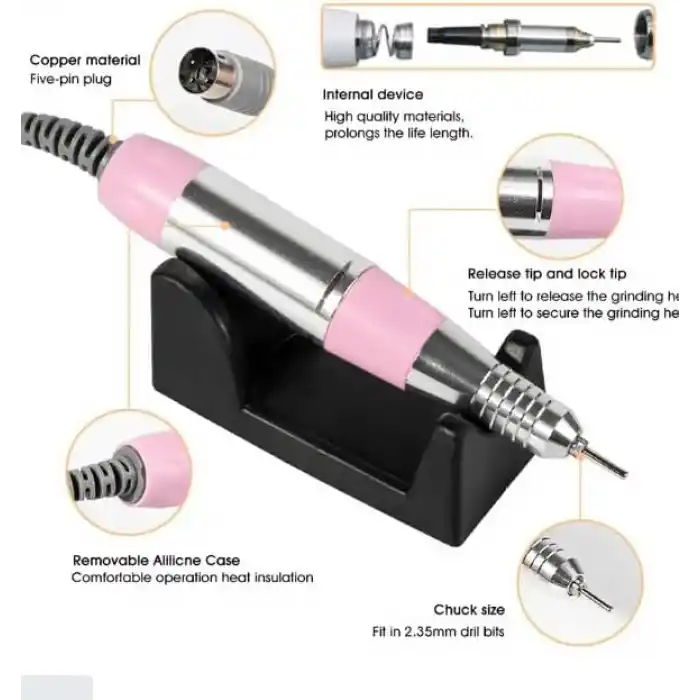 Coverzone Manikür Pedikür Makinesi Profesyonel 25000 Rpm Elektrikli Freze Tırnak Parlatıcı Törpü 3 Farklı Renk Seçeneği Nail Drill Parlatma Şekil Verme Çok İşlevli Kullanım F601 (Beyaz)