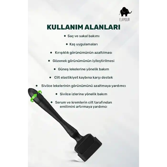 Elamour 140 Titanyum Iğneli Ayarlanabilir Iğne Ölçülü (0.25-3.0mm) - Serum Hediyeli - Siyah Dermastamp