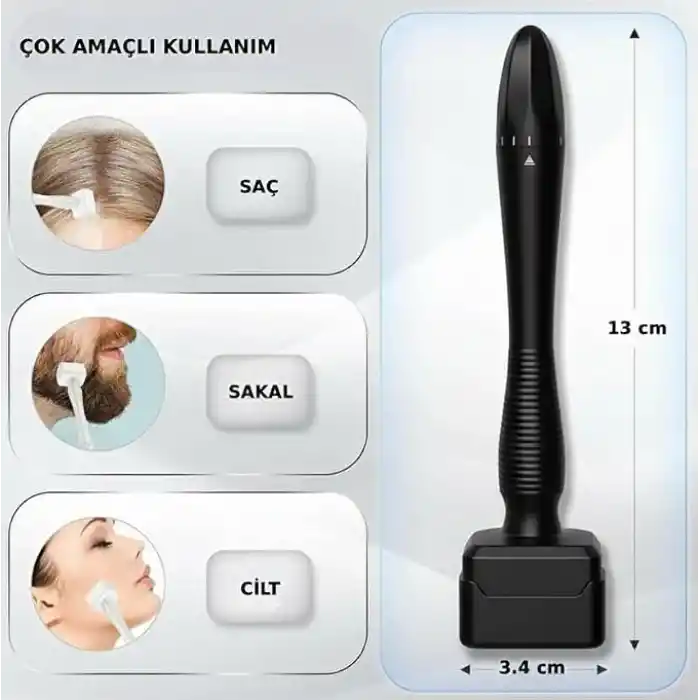 Elamour 140 Titanyum Iğneli Ayarlanabilir Iğne Ölçülü (0.25-3.0mm) - Serum Hediyeli - Siyah Dermastamp