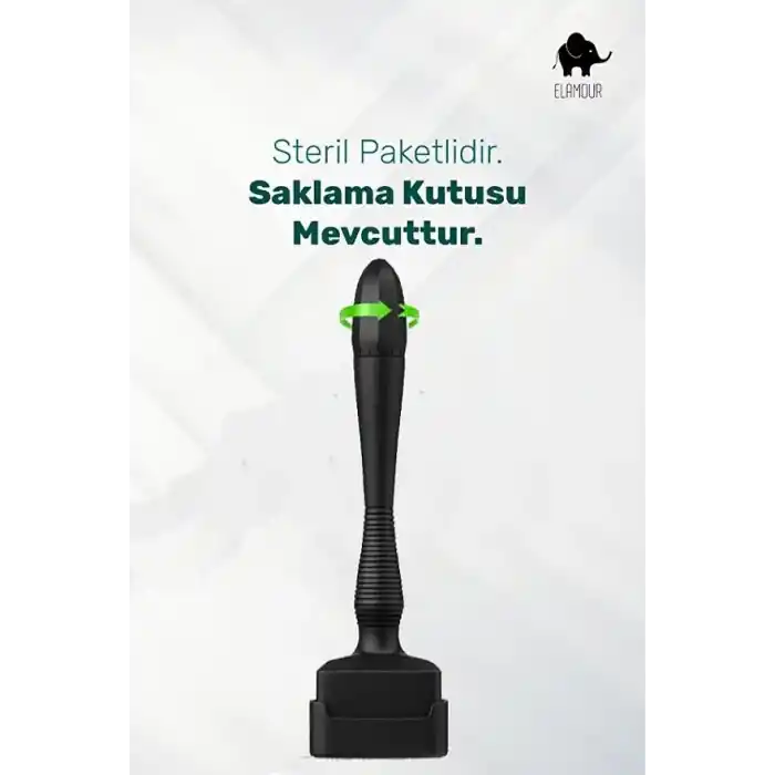 Elamour 140 Titanyum Iğneli Ayarlanabilir Iğne Ölçülü (0.25-3.0mm) - Serum Hediyeli - Siyah Dermastamp