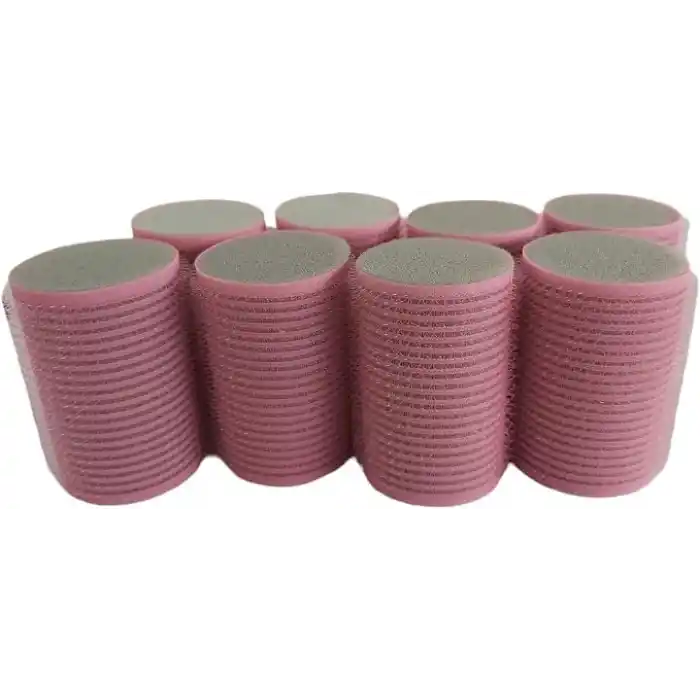 Croc 1207 Pembe Cırtlı Sünger Bigudi 8Li Çap 4Cm + 12Li Alüminyum Saç Pensi