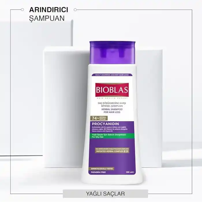BIOBLAS Saç Dökülmesine ve Yağlanmaya Karşı Şampuan (Procyanidin) (360 ml) 2li paket