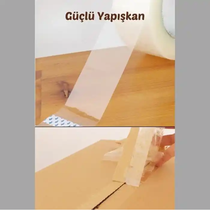 45 mm x 100 Metre Hotmelt Koli Bandı (1. KALİTE) Şeffaf Renkli, Güçlü Yapışkan, Kağıda Kartona Yapışır (3)
