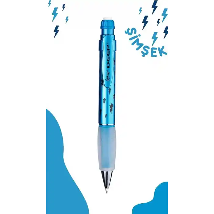 SERVE Deep Mekanik Kurşun KLM 07 MM, Metalik Mavi, Şimşek Deseni