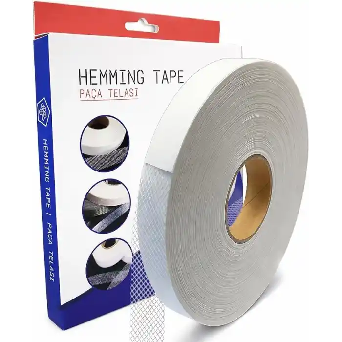 Paça Telası 2 cm x 50 m - Çift Taraflı Yapışkan Tela - Şerit Tela - Ütü ile Yapıştırılan Tela - Dokumasız Uygulama - Amerikan Tela - Dikiş Nakış Telası (Beyaz)