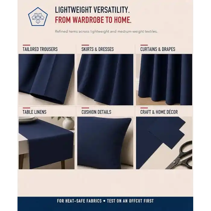 Paça Telası 2 cm x 50 m - Çift Taraflı Yapışkan Tela - Şerit Tela - Ütü ile Yapıştırılan Tela - Dokumasız Uygulama - Amerikan Tela - Dikiş Nakış Telası (Beyaz)