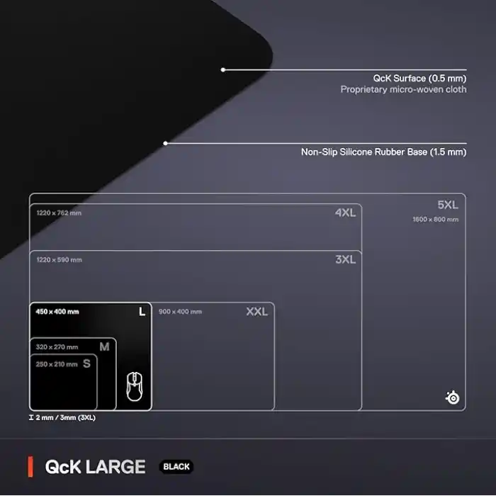 SteelSeries Qck+ Large Gaming Mousepad, Düzenli Kontrol Sağlar, Oyun Sensörleri İçin Optimize Edilmiştir