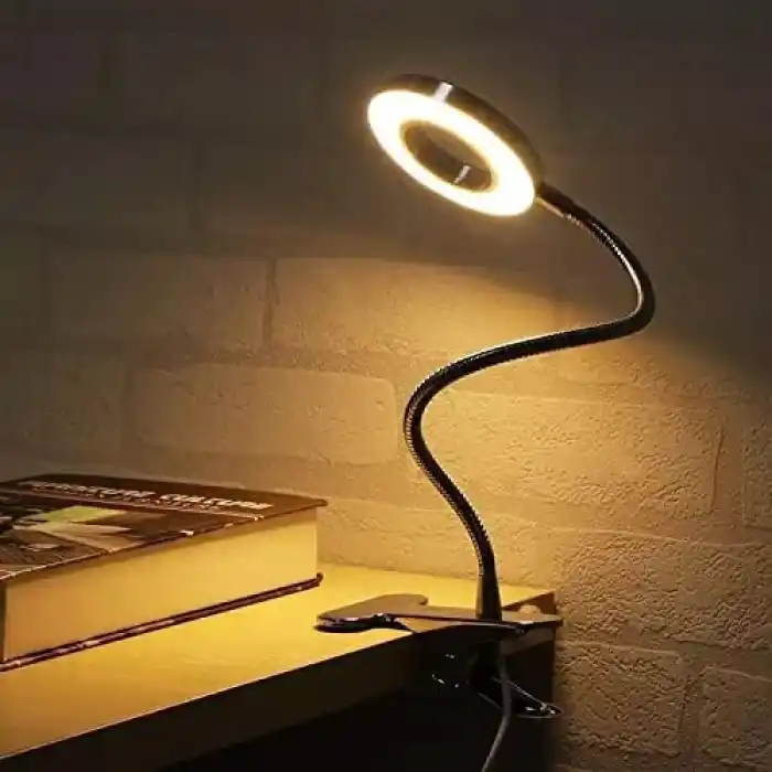 Kyrotech Klipsli LED Kitap Okuma Lambası USB Girişli Aydınlatma Esnek Kollu Metal Ders Çalışma Makyaj TikTok YouTube Canlı Yayın İçerik Üretim Işığı Göz Yormaz Modern 3 Renk Modlu Sarı Beyaz Gün Işığı