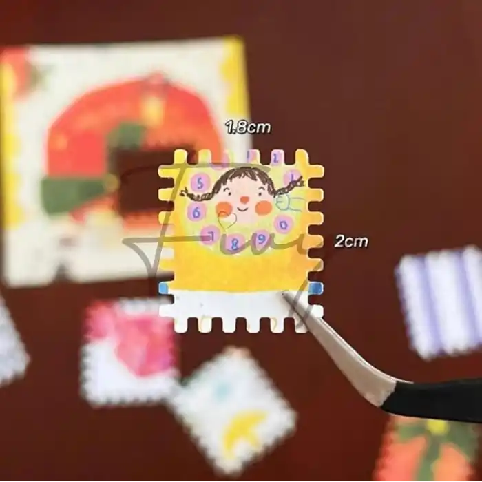 Mavi Pul Delgeç Tasarım Scrapbooking Malzemesi - Pul Şekilli Delgeç Kağıt Kesici