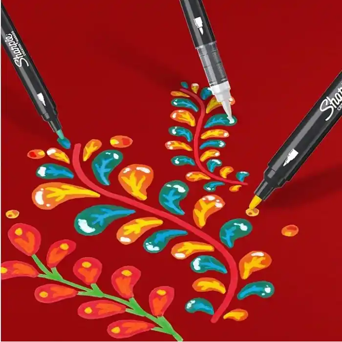 SHARPIE Creative Marker Akrilik Boya Kalemleri | Yuvarlak Uçlu Su Bazlı Boya Kalemi | Mürekkep Kağıda Geçirmez ve Çoğu Yüzey Üzerine Yazar | 12 Adet